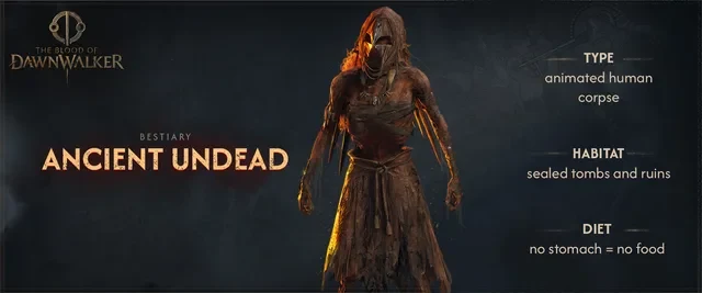 Official bestiary card showing a wrapped Ancient Undead guardian